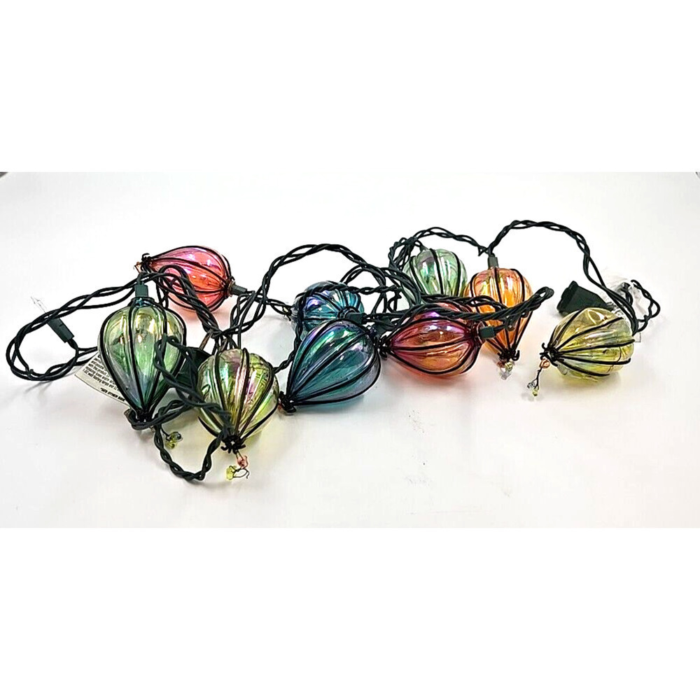 Iridescent String Lights Hot Air Balloons 9 Plastic On 97 Inch Cord Electric